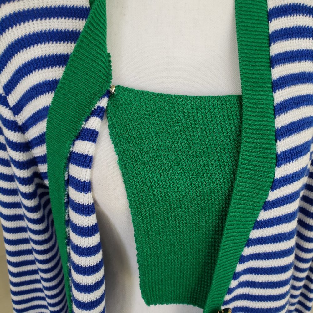 Vintage 80s Ami Knits Neiman Marcus Long Knit Button up Striped Cardigan Sweater - Picture 6 of 10